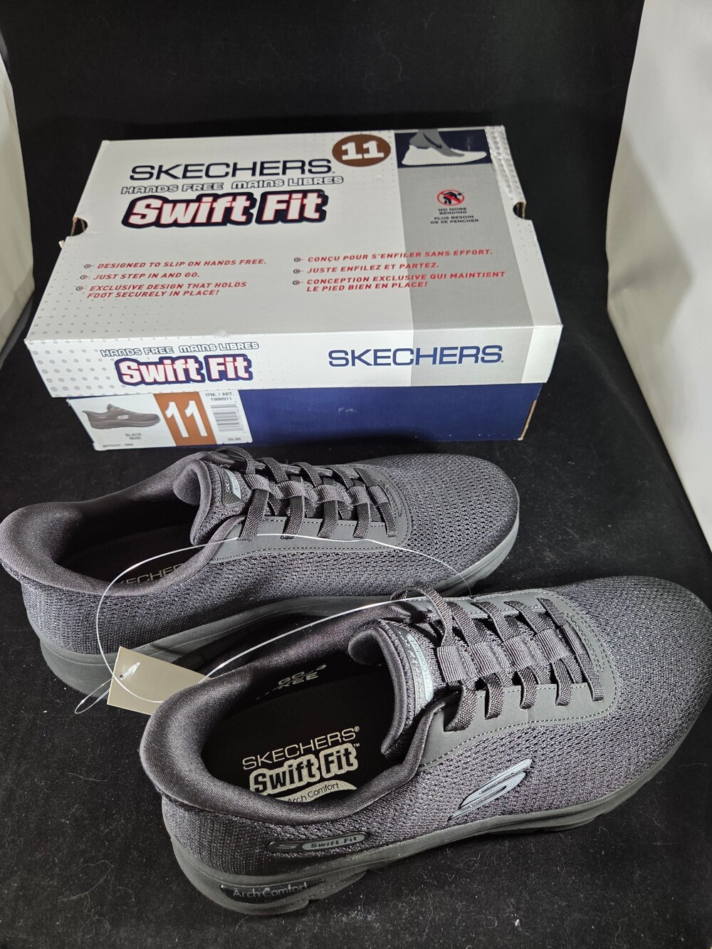 Skechers Hands Free Slip-ins Swift Fit Men's Walking Shoes, Charcoal Black, Size